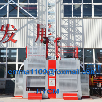 الصين SC100 / 100 1000KG Twin Cabin إنشاءات المصعد رف الصاري التسلق مع الكابل المزود