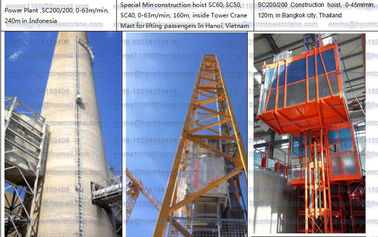 الصين SC Passenger Hoist SC200 / 200 Duble Cabinet Height 110 meters Speed ​​63 m / min المزود