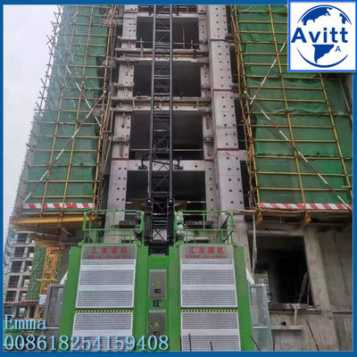 4T SC200/200 مزدوج القفص بناء مبنى الرفع لمشروع البناء